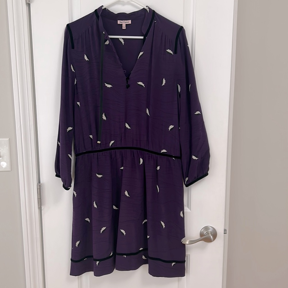 Juicy purple dress with black velvet trim